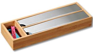 Drevený organizér na fólie s rezačkou Triple, 39,5x13x5,5 cm