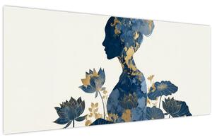 Obraz - Mramorový profil ženy (120x50 cm)