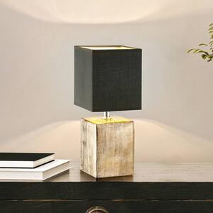 Stolová lampa Ouro, čierna/antická bronzová, 35 cm, textil/keramika, Čierna, Obývacia izba / jedáleň, Textil / látka / hodváb, Moderný, Stojacie svietidlo