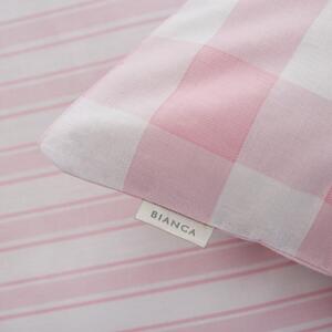 Ružovo-biela bavlnená plachta Bianca Check And Stripe, 90 x 190 cm