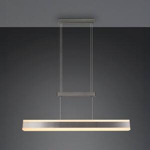 LED závesné svietidlo Arcola, niklová farba, 152 cm, dotykový stmievač, Hliník / sivá / zinok, Obývacia izba / jedáleň, kov, Moderný, Závesné svietidlo