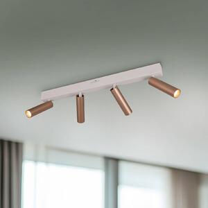 LED stropné bodové svetlá Ambala, dĺžka 65 cm, sivá/hnedá, 4-pl., Hliník / sivá / zinok, Obývacia izba / jedáleň, kov, Moderný, Stropné svetlo