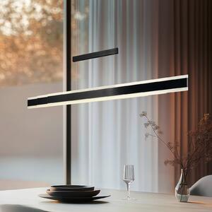 LED závesné svietidlo Arcola čierna, dĺžka 152 cm, dotykový stmievač,, Čierna, Obývacia izba / jedáleň, kov, Moderný, Závesné svietidlo