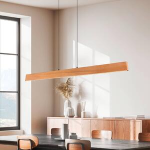 LED závesné svietidlo Edgewood, dĺžka 150 cm, drevo v farbe dreva,, Svetlé drevo, Obývacia izba / jedáleň, Drevo, Závesné svietidlo