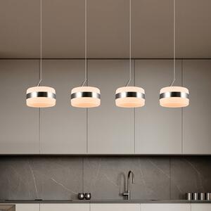 LED závesné svietidlo Dios, niklová farba, dĺžka 85 cm, 4-pl., Hliník / sivá / zinok, Obývacia izba / jedáleň, kov, Moderný, Závesné svietidlo