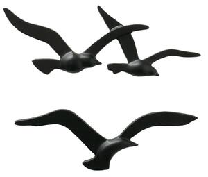 Kovová dekorácia na stenu Black Bird 13x35 cm + 12x40 cm