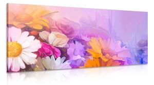 Obraz olejomaľba pestrofarebných kvetov Varianta: 150x50