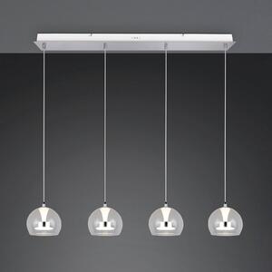 LED závesné svietidlo Flynt, dĺžka 97 cm, chrómová farba, kov, 4-pl., Chrómová / strieborná, Obývacia izba / jedáleň, kov, Moderný, Závesné svietidlo