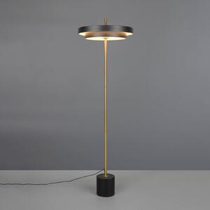 LED stojacia lampa Keaton, čierna/zlatá farba, výška 138 cm,, Čierna, Obývacia izba / jedáleň, kov
