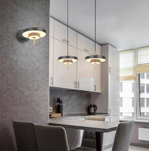 LED závesné svietidlo Keaton, čierna/zlatá, Ø 40 cm,, Čierna, Obývacia izba / jedáleň, kov, Závesné svietidlo
