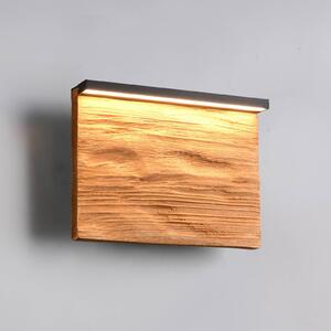 LED nástenné svetlo Kalea, šírka 20 cm, farba dreva, drevo, Svetlé drevo, Obývacia izba / jedáleň, Drevo, Nástenné svietidlo