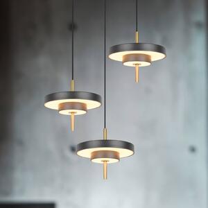 LED závesné svietidlo Keaton, čierna/zlatá farba Ø 45 cm 3-pl., Čierna, Obývacia izba / jedáleň, kov, Závesné svietidlo