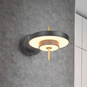 LED nástenné svetlo Keaton, čierna/zlatá farba Ø 20 cm kov,, Čierna, Obývacia izba / jedáleň, kov