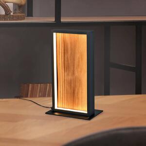 Stolová LED lampa Kalea, výška 30 cm, farba dreva, drevo, Svetlé drevo, Obývacia izba / jedáleň, Drevo