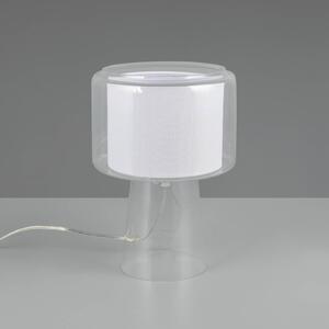 Stolová lampa Rocka, číra, výška 29 cm, sklo/textil, Jasné / priehľadné, Obývacia izba / jedáleň, Sklo, Stojacie svietidlo