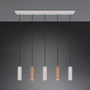 Závesné svietidlo Soka, hnedá/sivá, dĺžka 85 cm, kov, 5-pl., Hnedá / hrdzavá, Obývacia izba / jedáleň, kov, Moderný, Závesné svietidlo