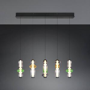 LED závesné svietidlo Minerva, dĺžka 100 cm, farebné, sklo, stmievač, Viacfarebné, Obývacia izba / jedáleň, Sklo, Závesné svietidlo