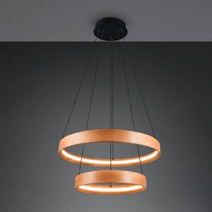 LED závesné svietidlo Lynwood, Ø 60 cm, farba dreva, drevo, 2-pl., Svetlé drevo, Obývacia izba / jedáleň, Drevo, Závesné svietidlo