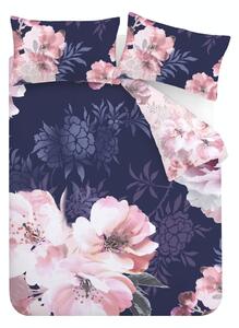 Modro-ružové obliečky Catherine Lansfield Dramatic Floral, 135 x 200 cm