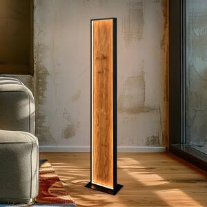 LED stojacia lampa Kalea, výška 120 cm, farba dreva, drevo, Svetlé drevo, Obývacia izba / jedáleň, Drevo