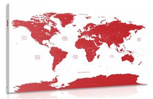 Obraz mapa sveta s jednotlivými štátmi v červenej farbe Varianta: 120x80