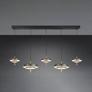 LED závesné svietidlo Keaton, čierna/zlatá 140 cm 5-pl., Čierna, Obývacia izba / jedáleň, kov, Závesné svietidlo