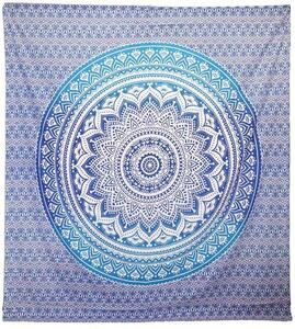 Veľká tapiséria na stenu Mandala modrá 212x193cm