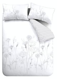 Bielo-sivé obliečky Catherine Lansfield Meadowsweet Floral, 200 x 200 cm