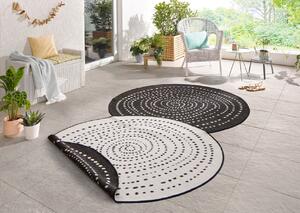 NORTHRUGS - Hanse Home koberce Kusový koberec Twin-Wendeteppiche 103109 schwarz creme – na von aj na doma - 140x140 (priemer) kruh cm
