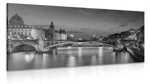 Obraz oslňujúca panoráma Paríža v čiernobielom prevedení