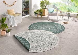NORTHRUGS - Hanse Home koberce Kusový koberec Twin-Wendeteppiche 103103 creme grün – na von aj na doma - 140x140 (priemer) kruh cm