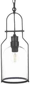 Závesná lampa čierna kovová 166 cm číre sklo tienidlo stropné svietidlo v retro štýle