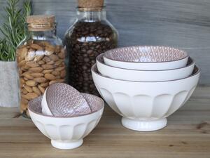 Set 5ks biela porcelánová miska s ružovými detailmi vo vnútri Arés - Ø15*9 cm - Chic Antique