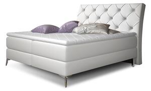 Čalúnená manželská posteľ s úložným priestorom Amika 180 - biela