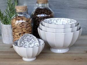 Set 5ks zelená porcelánová miska s ornamentmi vo vnútri prúžkom Arés - Ø15*9 cm - Chic Antique