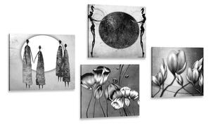 Set obrazov v čiernobielom etno prevedení Varianta: 4x 60x60