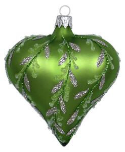 Súprava 3 zelených sklenených vianočných ozdôb Ego Dekor Heart