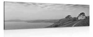 Obraz dom na útese v čiernobielom prevedení Varianta: 150x50