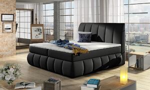 Čalúnená manželská posteľ s úložným priestorom Vareso 180 - čierna (Soft 11)