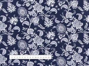 Bavlnená látka/plátno Sandra SA-263 Kvetinový vzor na modrom - šírka 140 cm