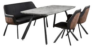 KONDELA Jedálenský stôl, betón/čierna, 180x90 cm, ADELON