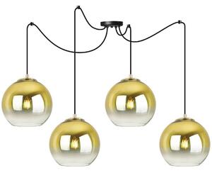 Závesné svietidlo Bergen Gold Spider, 4x zlaté/transparentné sklenené tienidlo (fi 20cm)