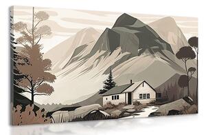 Obraz škandinávska chata v horách Varianta: 120x80