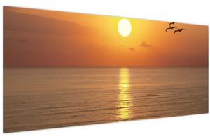 Obraz - Západ slnka nad oceánom (120x50 cm)