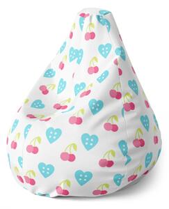 Sablio Sedací vak Pear Čerešne a srdce - 70 x 95 x 15 cm