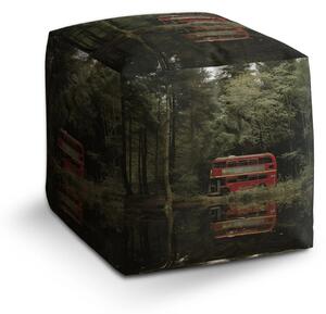 Sablio Taburet Cube Červený poschodový autobus - 40x40x40 cm