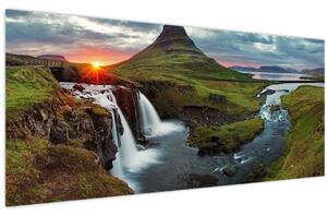 Obraz - Kirkjufell pri západe slnka (120x50 cm)