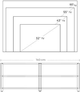 VASAGLE TV stolík priemyselný hnedý 140 x 50 x 39 cm