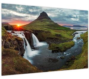 Obraz - Kirkjufell pri západe slnka (90x60 cm)