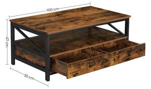 VASAGLE Konferenčný stolík s dvoma zásuvkami 100 x 47 x 55 cm